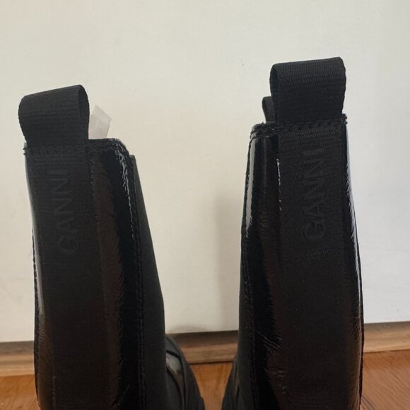 GANNI Black Patent Leather Boots Size 41 (unworn)